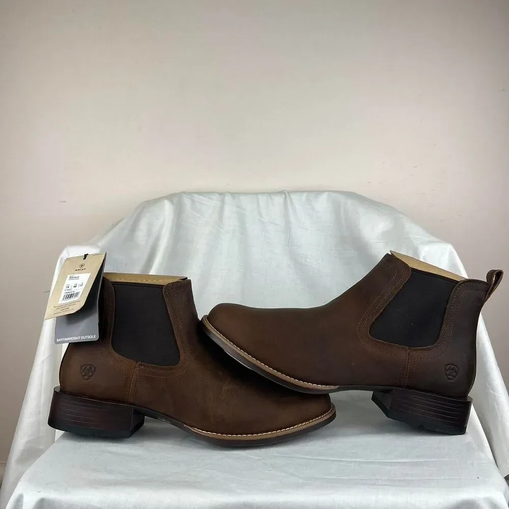 NWT Ariat Men's Booker Ultra Brown Round Toe Boots Size 14